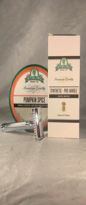 HOLIDAY SPECIAL:  STIRLING SOAP CO SHAVE BRUSH & PUMPKIN SPICE SHAVE SOAP, EDWIN JAGGER RAZOR