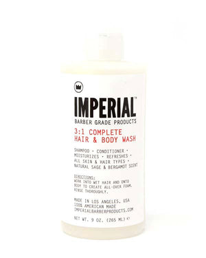 IMPERIAL BARBER 3:1 COMPLETE HAIR & BODY WASH 9 OZ