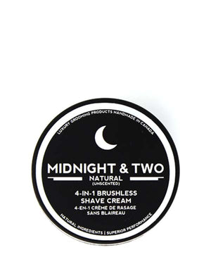 MIDNIGHT & TWO NATURAL 4-IN-1 BRUSHLESS SHAVE CREAM 4 OZ