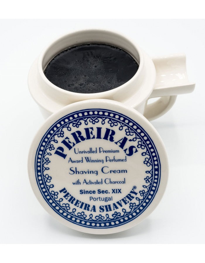 PEREIRA SHAVERY CHARCOAL ACTIVATED SHAVING SOAP IN CERAMIC MUG 130gr
